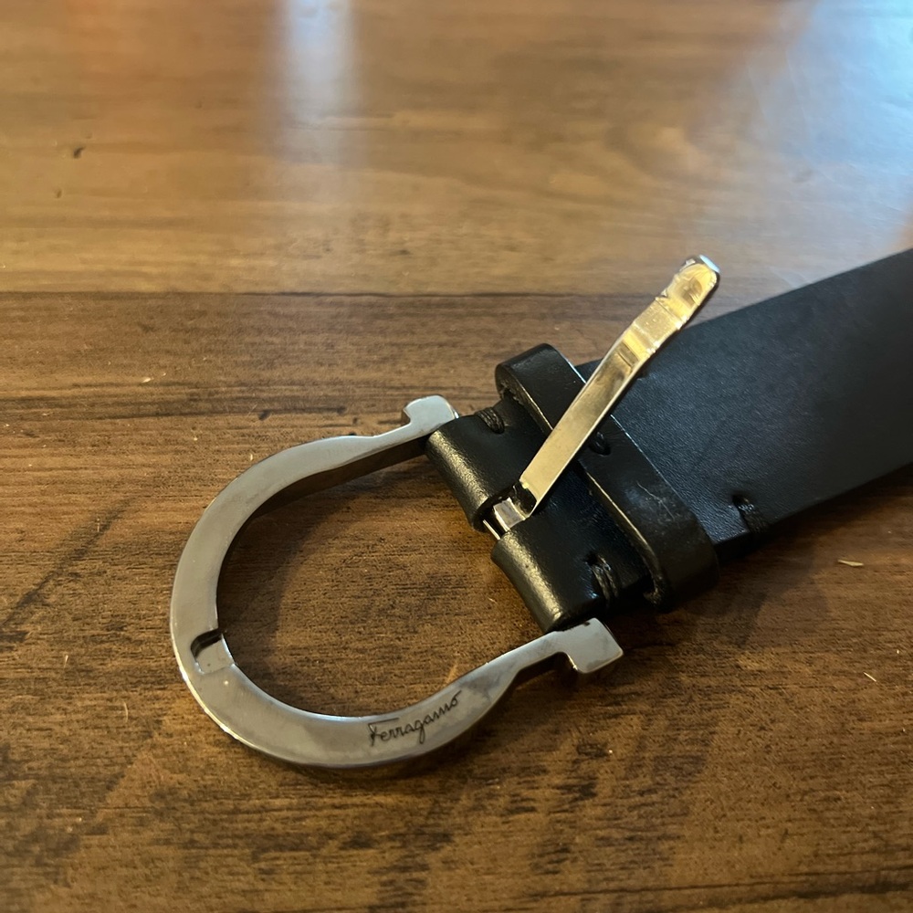 Salvatore Ferragamo Black Leather Belt